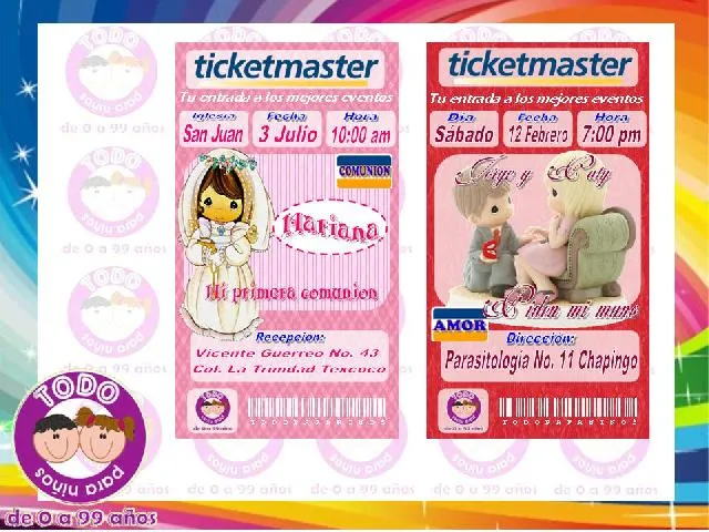 Invitaciones ticketmaster para toda ocasión en V. Carranza Invitaciones ticketmaster para toda ocasión en V. Carranza
