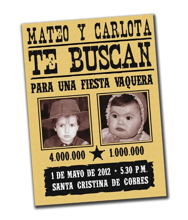Invitaciónes vaqueras infantiles - Imagui