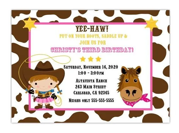 Vaquera cumpleaños fiesta invitación elegir por CherishedTimes
