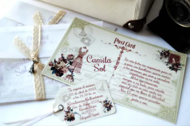 Invitaciones vintage para 15 | Tarjetas de 15