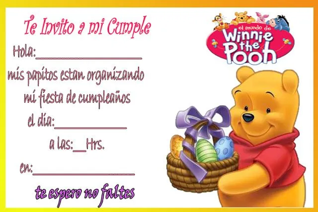 Invitaciónes de Winnie Pooh bebé para imprimir - Imagui
