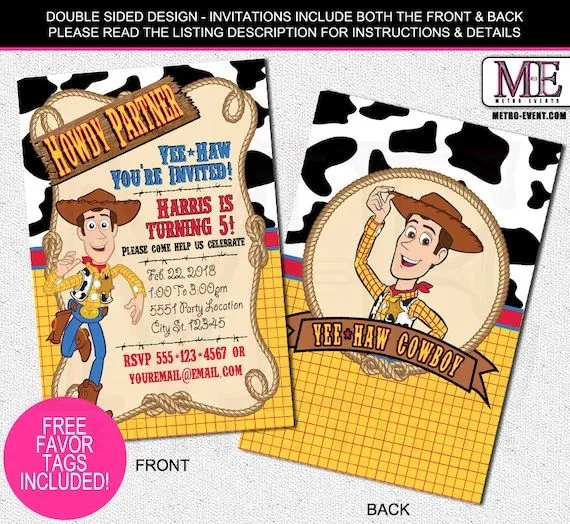 Invitaciones Woody Toy Story cumpleaños por MetroEvents en Etsy