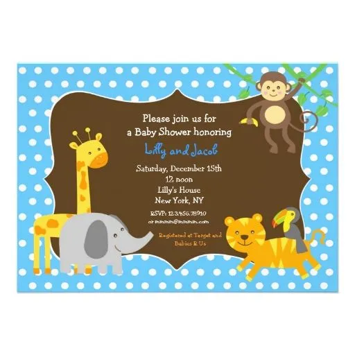 Invitaciones Zoo Animals Baby Shower | Invitaciones Zoo Animals ...