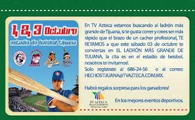 TE INVITAMOS AL BEISBOL ESTE SÁBADO 03 DE OCTUBRE TE INVITAMOS AL BEISBOL ESTE SÁBADO 03 DE OCTUBRE