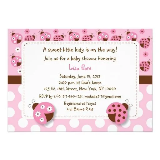 Invitations | Ladybug Baby Showers, Baby Shower Invitations and ...