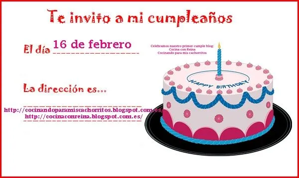 Te invito a mi cumple-blog, ¿te apuntas? | Cocinando para mis ... Te invito a mi cumple-blog, ¿te apuntas? | Cocinando para mis ...