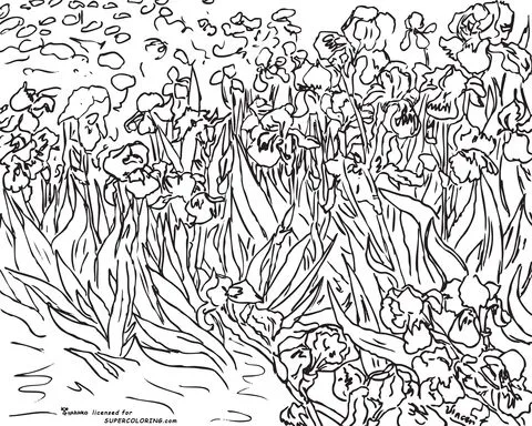 Irises By Vincent Van Gogh coloring page | Super Coloring Irises By Vincent Van Gogh coloring page | Super Coloring