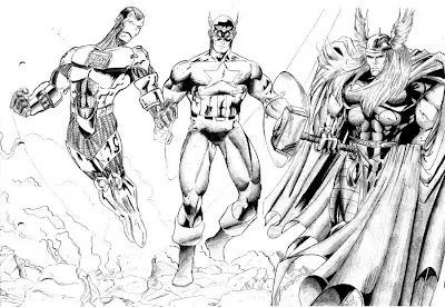 Iron Man, Capitán América y Thor para colorear ~ 4 Dibujo Iron Man, Capitán América y Thor para colorear ~ 4 Dibujo