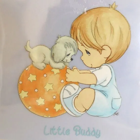 Iron on aplique / Precious Moments/ baby boy and puppy by PinkyRoo