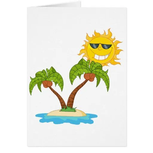Isla del dibujo animado con dos palmera y dibujo Felicitación de ... Isla del dibujo animado con dos palmera y dibujo Felicitación de ...