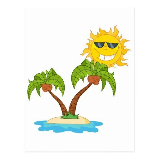 Isla del dibujo animado con dos palmera y dibujo Tarjetas Postales ... Isla del dibujo animado con dos palmera y dibujo Tarjetas Postales ...