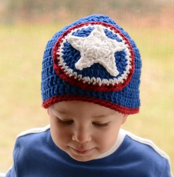 Captain America inspired crochet hat by AppleBabiesBoutique