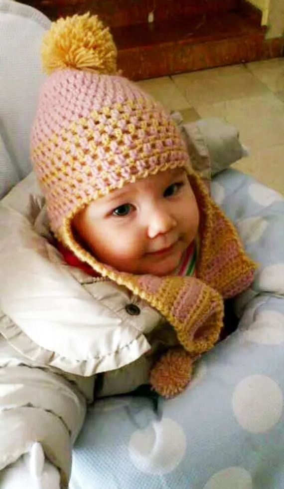 Items similar to Gorro de lana con Orejas para Bebé, Gorro celeste ...