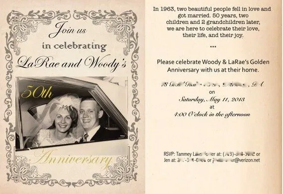 Items similar to Invitación de boda aniversario 50 de la bodas de ... Items similar to Invitación de boda aniversario 50 de la bodas de ...