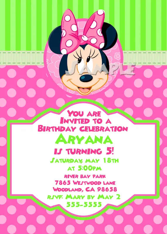 Items similar to Minnie Mouse personalizados a invitación para ...