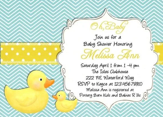 Items similar to Pato de goma Baby Shower invitación amarillo azul ...