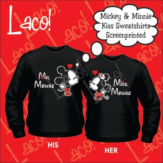 Items similar to 2 playeras negras Mickey y Minnie Blancas Disney ...