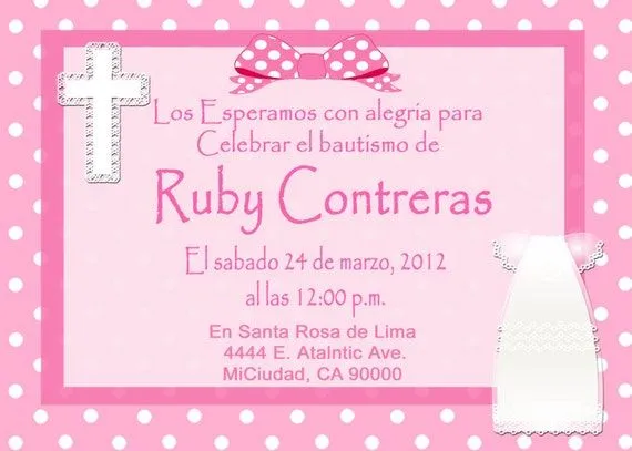 Items similar to Tarjetas de Bautizo Invitaciones de Bautismo ...
