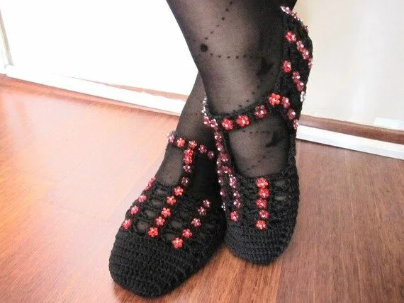 Items similar to Turkish slippers crochet sequins fashion fairy ...