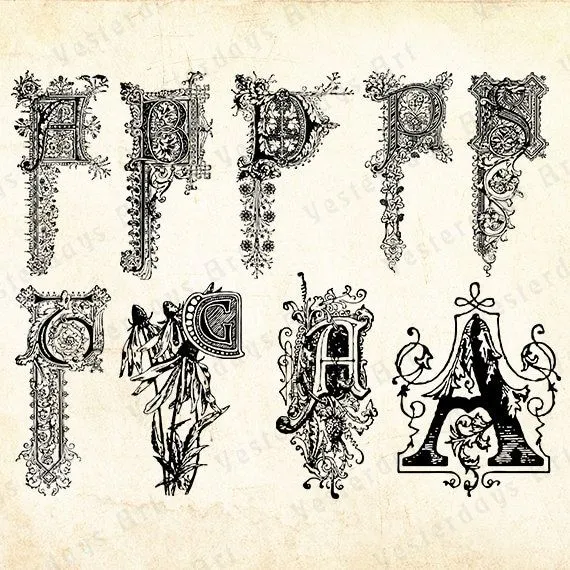 Items similar to Vintage letras antiguas imágenes digitales #13 ... Items similar to Vintage letras antiguas imágenes digitales #13 ...