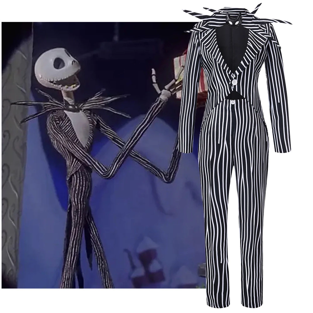 Jack Skelington-Disfraz de Cosplay para hombre y mujer, traje de pantalón superior a rayas, uniforme de fiesta de Halloween - AliExpress Jack Skelington-Disfraz de Cosplay para hombre y mujer, traje de pantalón superior a rayas, uniforme de fiesta de Halloween - AliExpress