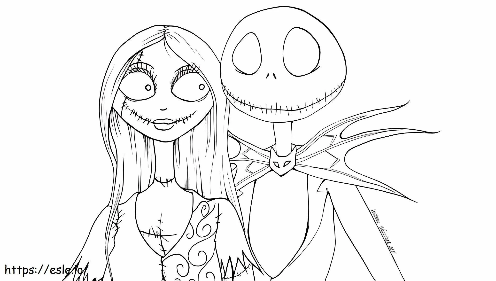 Jack Skellington y Sally enamorados de Pesadilla antes de Navidad para colorear Jack Skellington y Sally enamorados de Pesadilla antes de Navidad para colorear