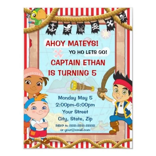 Jake y la invitación del cumpleaños de los piratas | Zazzle