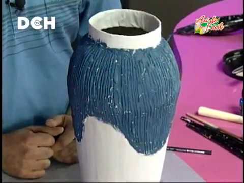 Jarrón con técnica de cartapesta (2º parte) - YouTube Jarrón con técnica de cartapesta (2º parte) - YouTube