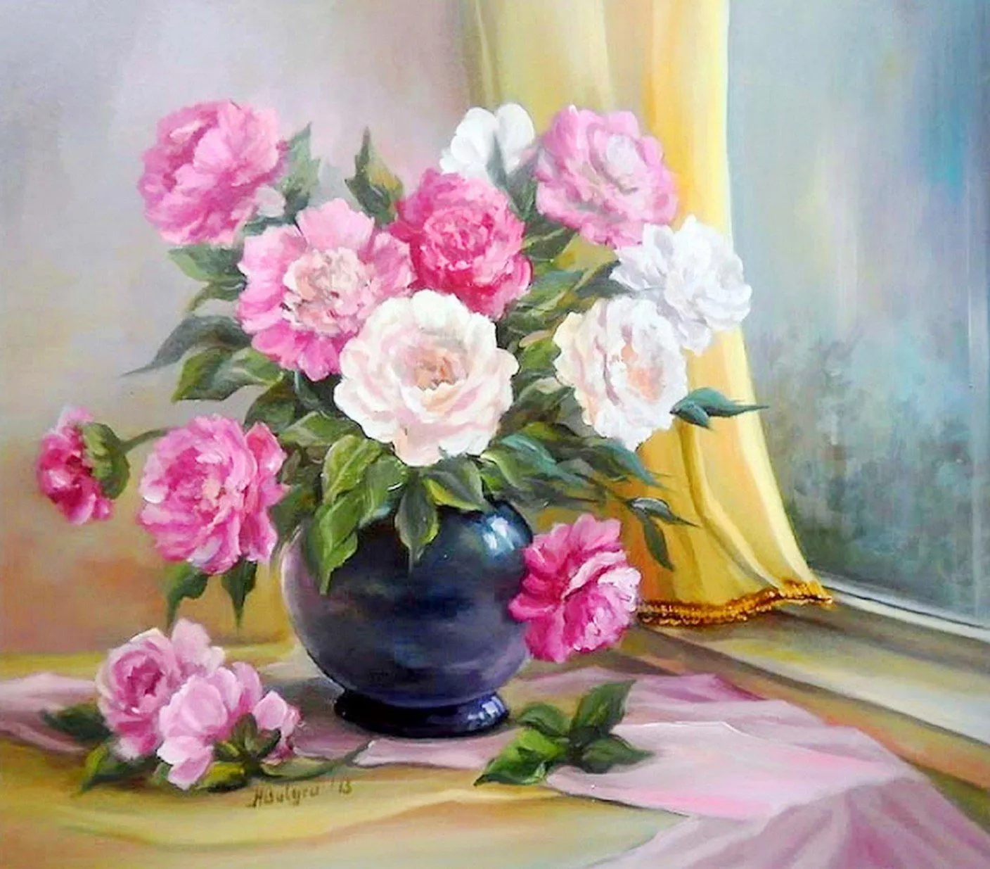 Jarrones y Flores al Óleo, Waheed Nasir | Bodegones y Paisajes ... Jarrones y Flores al Óleo, Waheed Nasir | Bodegones y Paisajes ...