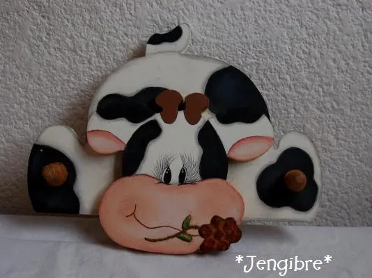 Colgador de Vaca en madera country | Jengibre Colgador de Vaca en madera country | Jengibre