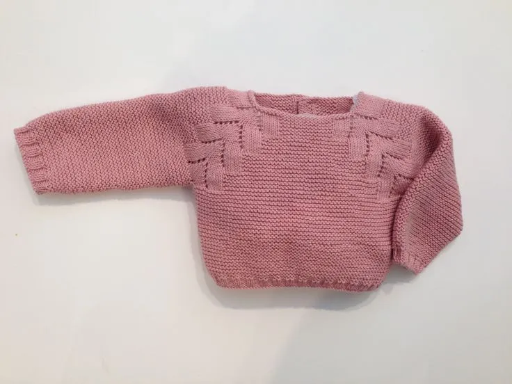 Jersey de bebe hecho a mano algodón rosa | Jersey de bebe ...