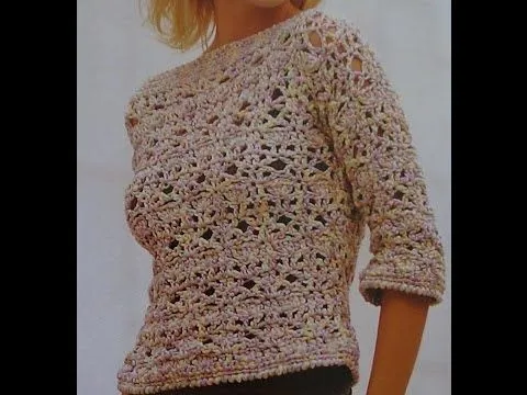 Como hacer Jersey calado a crochet - YouTube Como hacer Jersey calado a crochet - YouTube