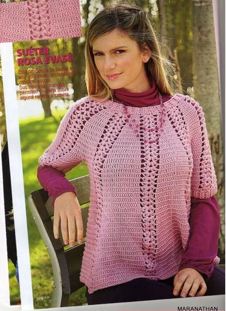 Jersey Dibujos entrelazados Crochet-Tricot - Patrones Crochet ...