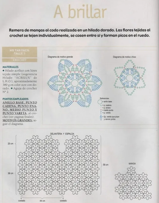 Jersey media manga de flores 6 petalos - Patrones Crochet