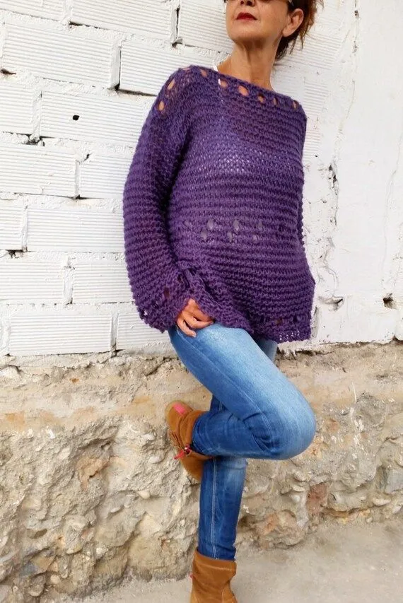 Jersey de mujer suéter dos agujas jersey tejido flojo Jersey de mujer suéter dos agujas jersey tejido flojo