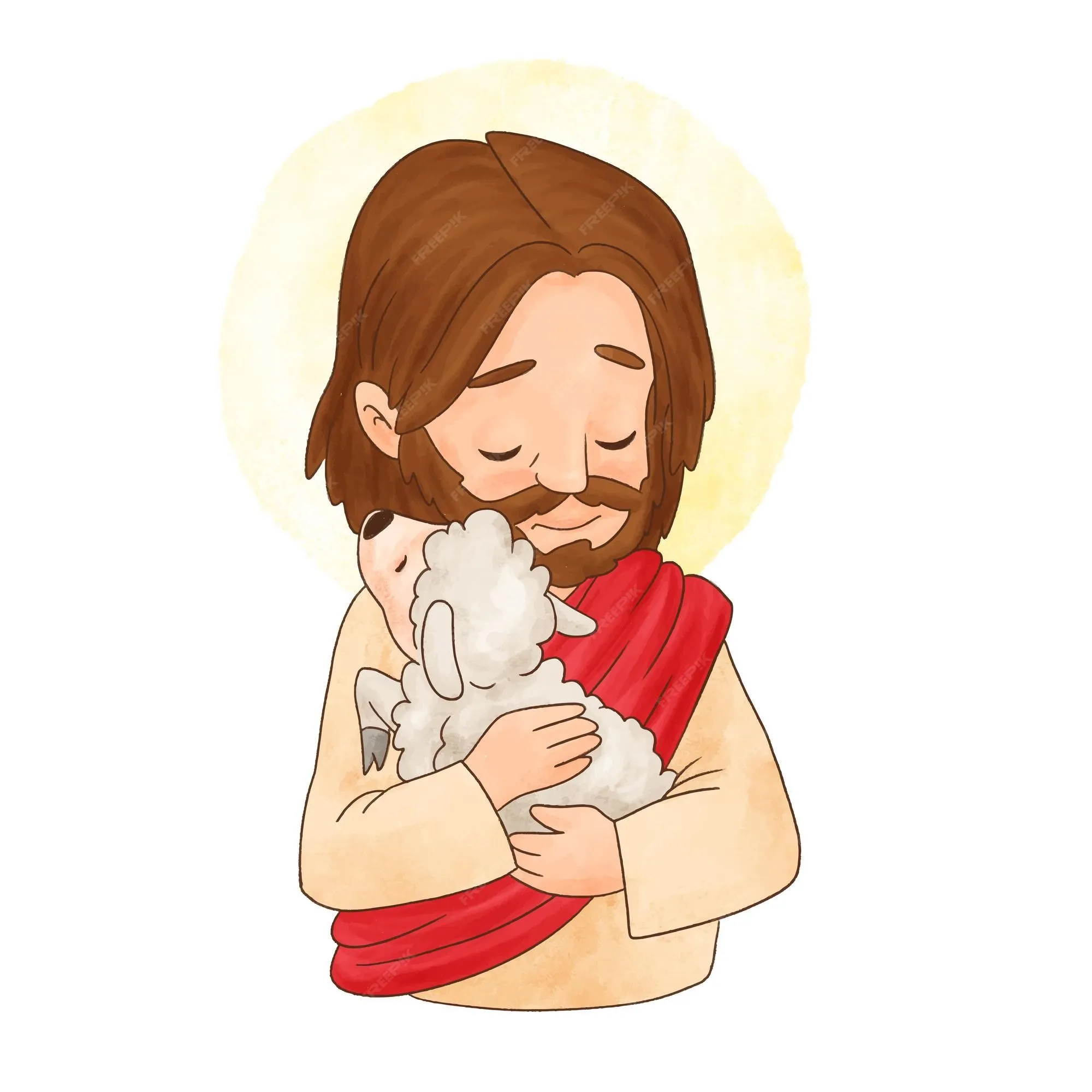 Jesucristo y las ovejas parábola de la oveja perdida | Vector Premium Jesucristo y las ovejas parábola de la oveja perdida | Vector Premium