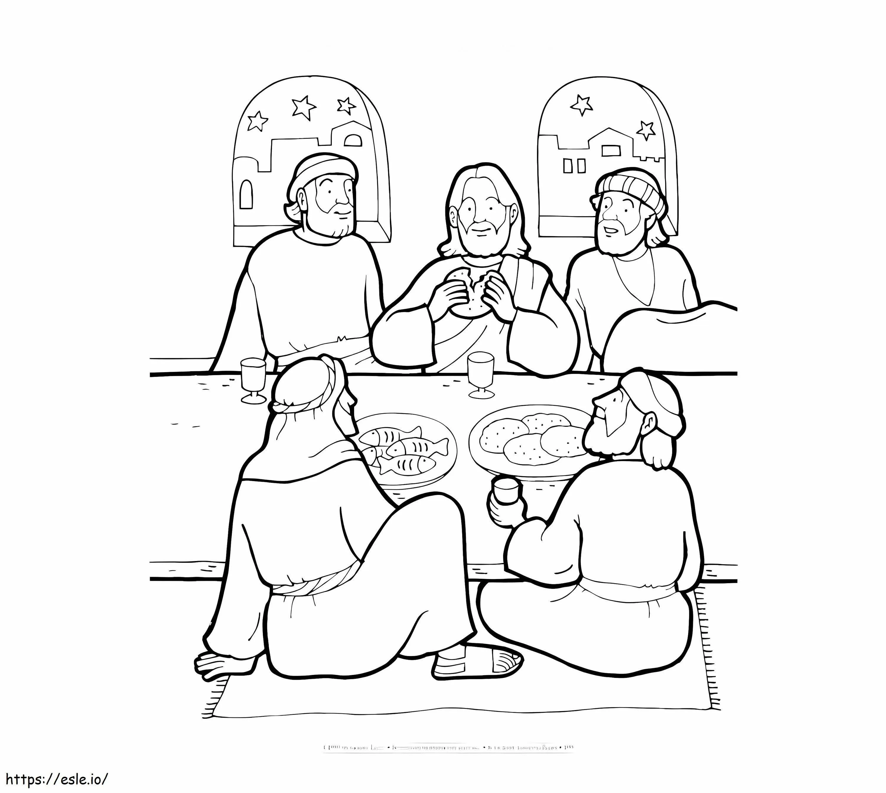 Jesús y sus amigos en la última cena para colorear Jesús y sus amigos en la última cena para colorear