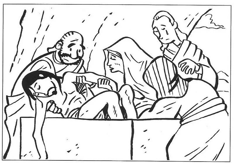 Jesus es enterrado en el sepulcro. Dibujo para colorear - Portal ... Jesus es enterrado en el sepulcro. Dibujo para colorear - Portal ...