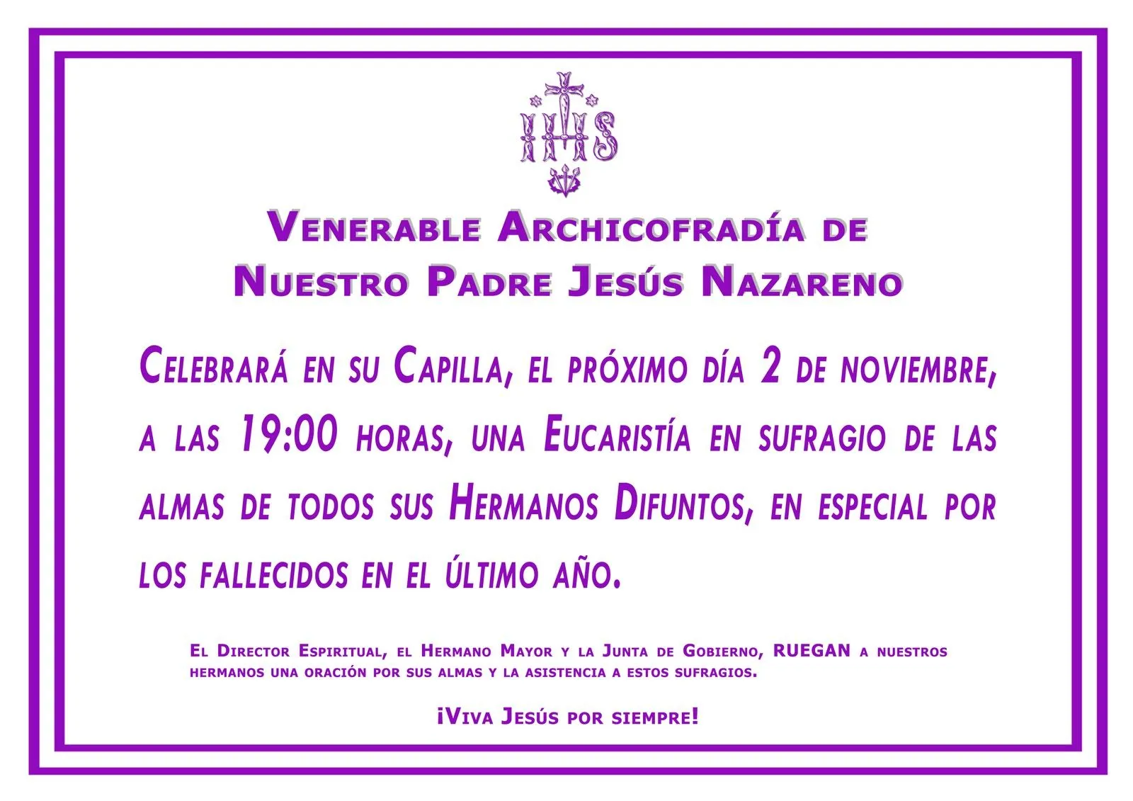 Jesús Nazareno de Lucena, blog de su Archicofradía: Misa por ... Jesús Nazareno de Lucena, blog de su Archicofradía: Misa por ...