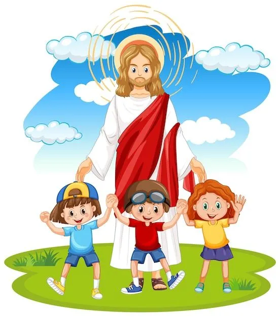 Jesús y los niños sobre fondo blanco. | Vector Gratis Jesús y los niños sobre fondo blanco. | Vector Gratis