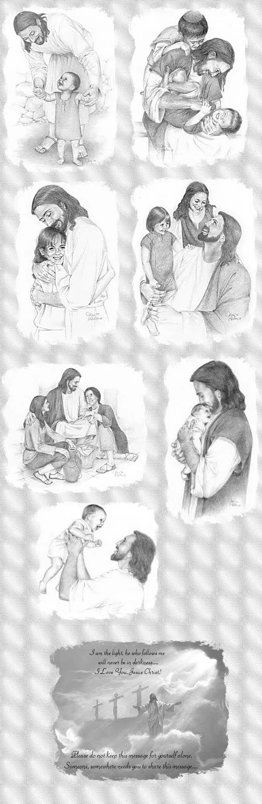Jesús sonriendo. Dibujos a lápiz. - Otro Génesis posible