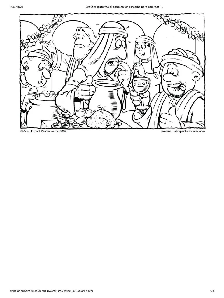 Jesús Transforma El Agua en Vino Página para Colorear - .. | PDF Jesús Transforma El Agua en Vino Página para Colorear - .. | PDF