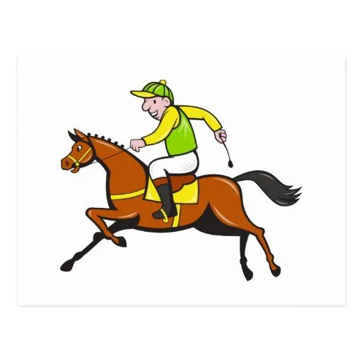 Jinete del dibujo animado y lado de la carrera de postales | Zazzle