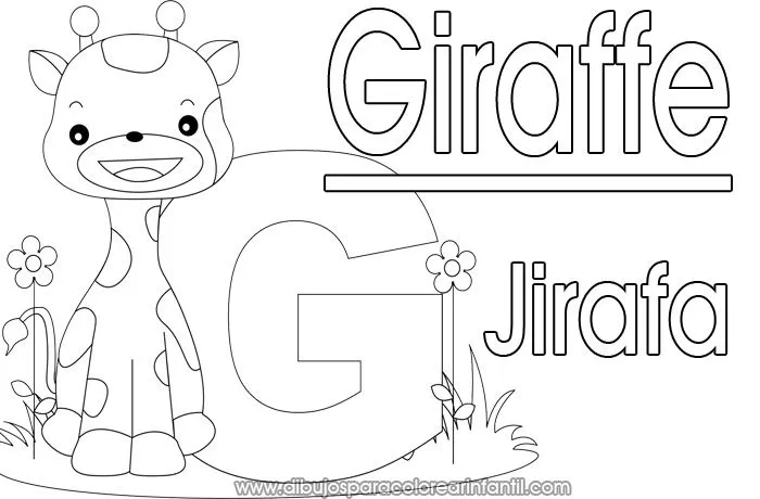Jirafa Alfabeto Ingles Español para colorear - Giraffe ~ Dibujos ... Jirafa Alfabeto Ingles Español para colorear - Giraffe ~ Dibujos ...