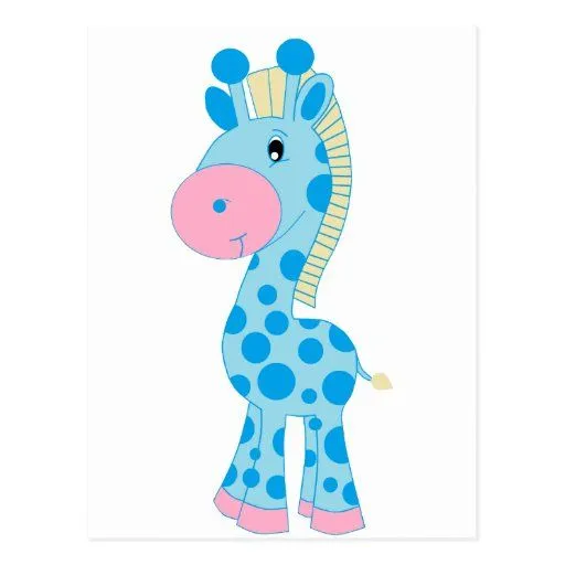 Jirafa azul y rosada del bebé del dibujo animado postal | Zazzle Jirafa azul y rosada del bebé del dibujo animado postal | Zazzle