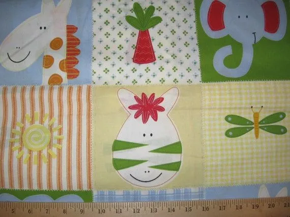 Jirafa de la León selva animales patchwork tela 1 por DelishFabrics