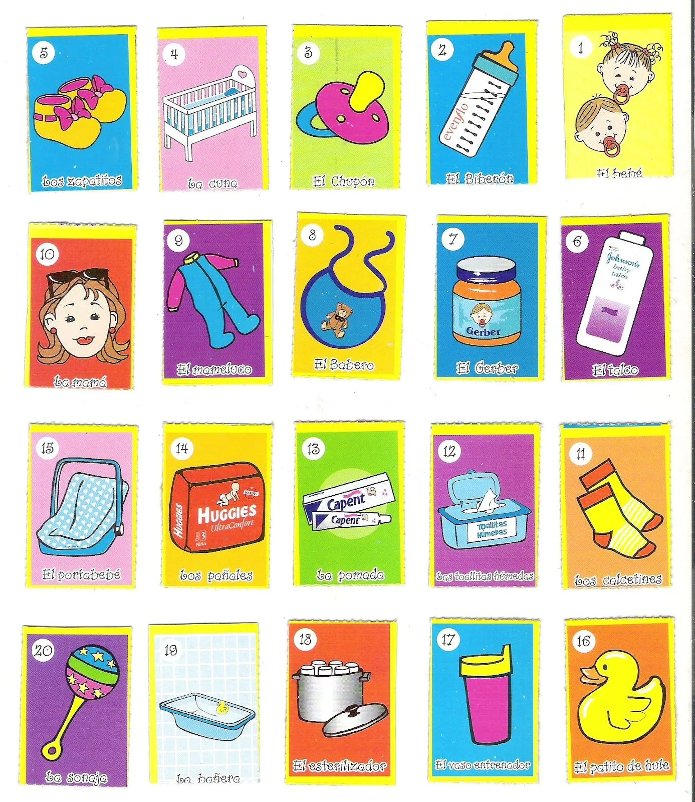 Loteria de baby shower - Imagui