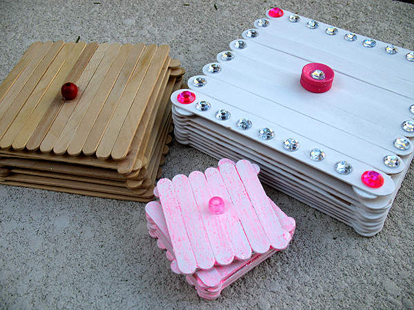Joyero con palitos de madera - Guía de MANUALIDADES