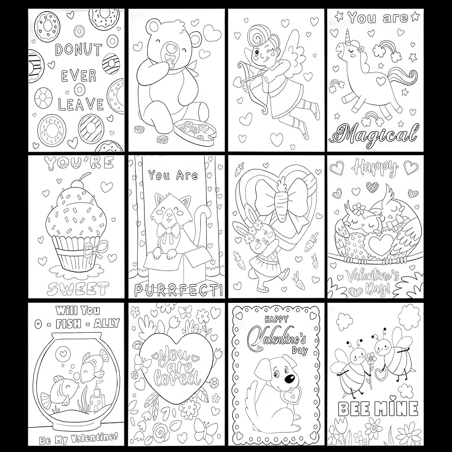 JOYIN 48 paquetes de libros para colorear de San Valentín en 6 portadas, páginas para colorear para niños y niñas, regalos de fiesta del día de San Valentín, escuela, intercambio de actividades JOYIN 48 paquetes de libros para colorear de San Valentín en 6 portadas, páginas para colorear para niños y niñas, regalos de fiesta del día de San Valentín, escuela, intercambio de actividades
