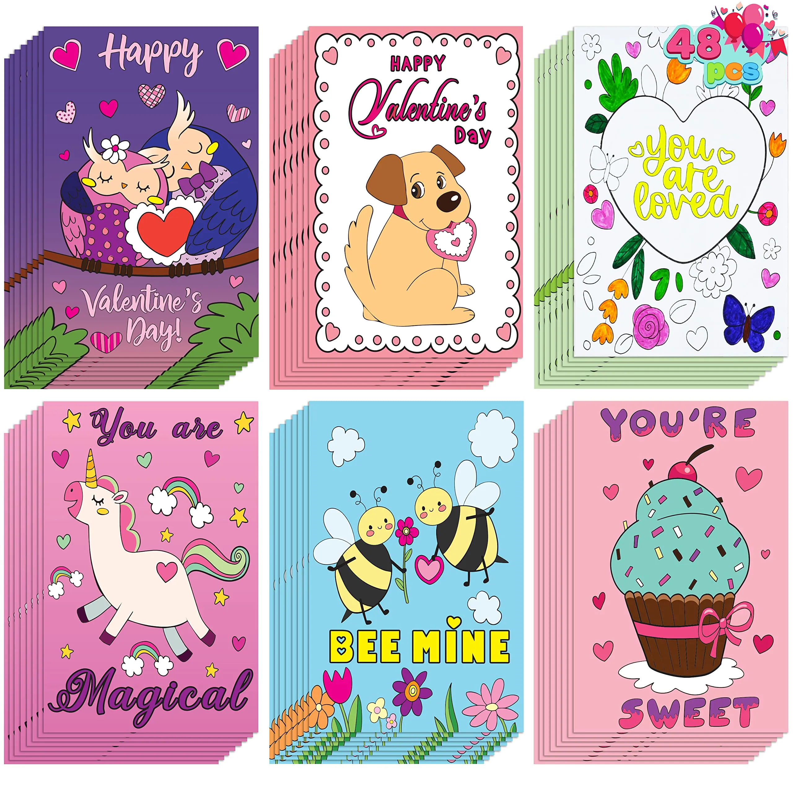 JOYIN 48 paquetes de libros para colorear de San Valentín en 6 portadas, páginas para colorear JOYIN 48 paquetes de libros para colorear de San Valentín en 6 portadas, páginas para colorear